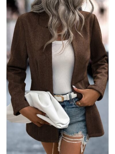 Solid Pocket Long Sleeve Elegant Wool Coat Solid Pocket Long Sleeve Elegant Wool Coat