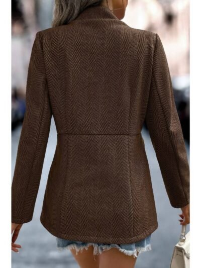 Solid Pocket Long Sleeve Elegant Wool Coat Solid Pocket Long Sleeve Elegant Wool Coat