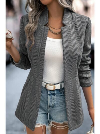 Solid Pocket Long Sleeve Elegant Wool Coat Solid Pocket Long Sleeve Elegant Wool Coat