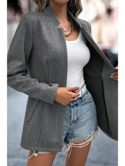Solid Pocket Long Sleeve Elegant Wool Coat Solid Pocket Long Sleeve Elegant Wool Coat