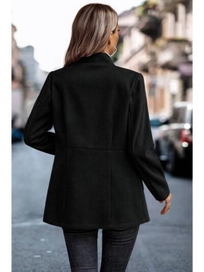 Solid Pocket Long Sleeve Elegant Wool Coat Solid Pocket Long Sleeve Elegant Wool Coat