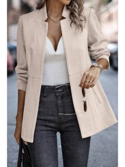 Solid Pocket Long Sleeve Elegant Wool Coat Solid Pocket Long Sleeve Elegant Wool Coat