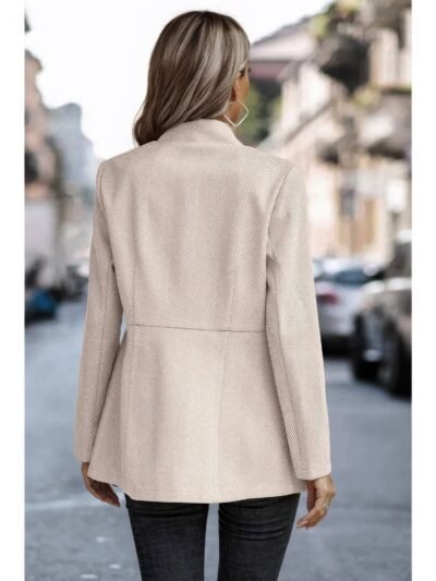 Solid Pocket Long Sleeve Elegant Wool Coat Solid Pocket Long Sleeve Elegant Wool Coat