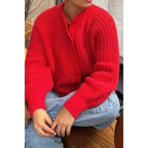 Solid Soft Knit Button Loose Cardigan