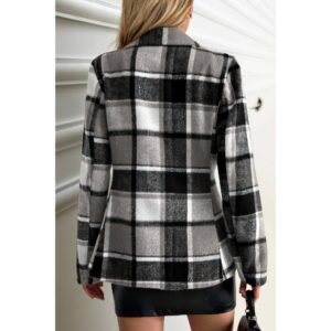 Plaid Lapel Collar Long Sleeve Button Coat Plaid Lapel Collar Long Sleeve Button Coat