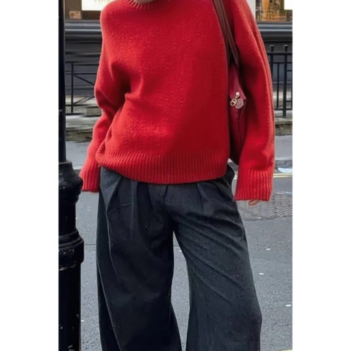 Solid Knit O Neck Long Sleeves Pullover Sweater