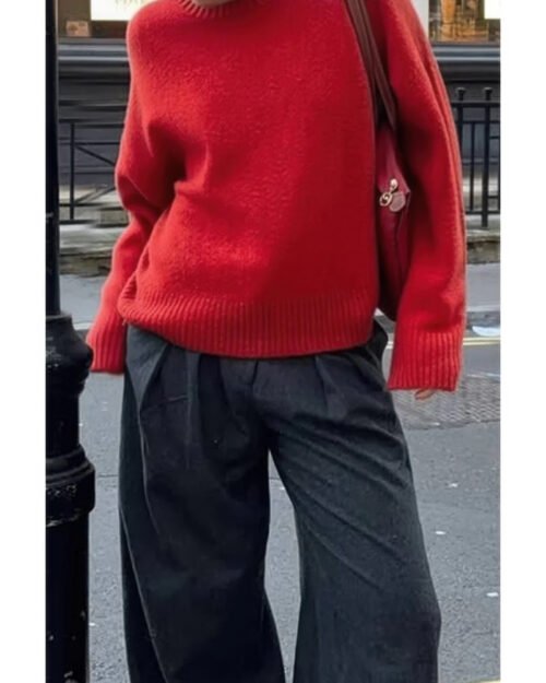 Solid Knit O Neck Long Sleeves Pullover Sweater