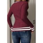 V Neck Cable Knit Long Sleeve Fit Sweater