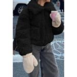 Solid Fleece Cropped Cozy Fuzzy Fur Jacket
