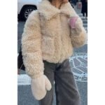 Solid Fleece Cropped Cozy Fuzzy Fur Jacket