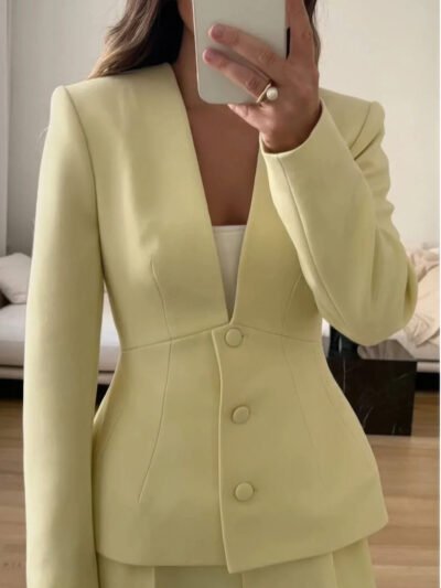 Women’s Tailored Long Sleeve Blazer – V-Neck Blazer