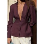 Women’s Tailored Long Sleeve Blazer – V-Neck Blazer - Image 2