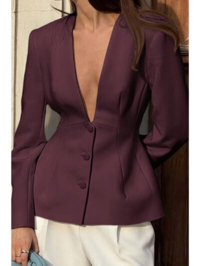 Women’s Tailored Long Sleeve Blazer – V-Neck Blazer Women’s Tailored Long Sleeve Blazer – V-Neck Blazer