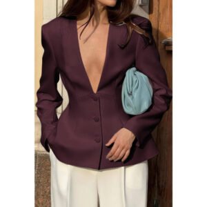 Women’s Tailored Long Sleeve Blazer – V-Neck Blazer
