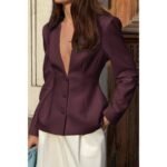 Women’s Tailored Long Sleeve Blazer – V-Neck Blazer - Image 5