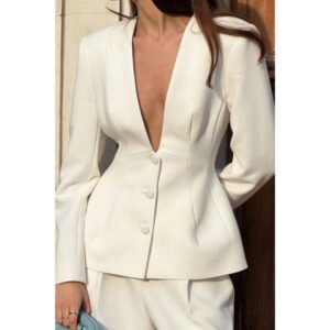 Women’s Tailored Long Sleeve Blazer – V-Neck Blazer
