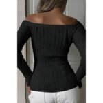 Off Shoulder Cable Knit Solid Long Sleeves Sweater - Image 10