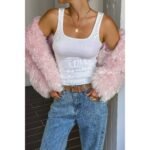 Solid Long Sleeves Elegant Faux Fur Jacket - Image 3