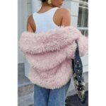 Solid Long Sleeves Elegant Faux Fur Jacket - Image 4