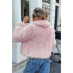 Solid Long Sleeves Elegant Faux Fur Jacket - Image 5