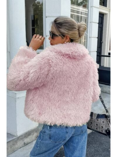 Solid Long Sleeves Elegant Faux Fur Jacket Solid Long Sleeves Elegant Faux Fur Jacket