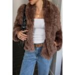 Solid Long Sleeves Elegant Faux Fur Jacket - Image 8