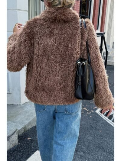 Solid Long Sleeves Elegant Faux Fur Jacket Solid Long Sleeves Elegant Faux Fur Jacket