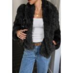 Solid Long Sleeves Elegant Faux Fur Jacket - Image 12