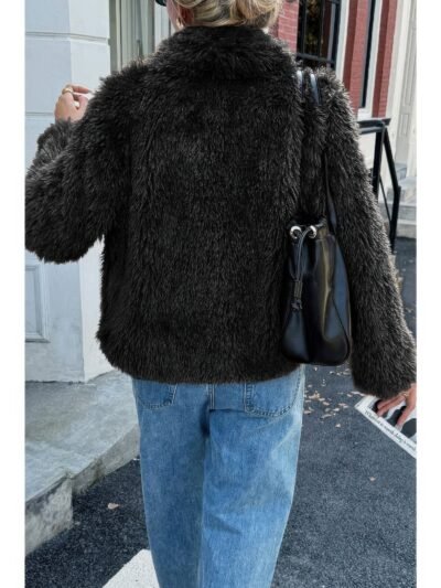 Solid Long Sleeves Elegant Faux Fur Jacket Solid Long Sleeves Elegant Faux Fur Jacket
