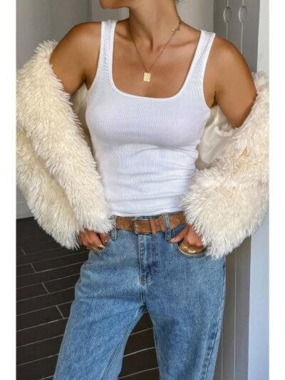 Solid Long Sleeves Elegant Faux Fur Jacket Solid Long Sleeves Elegant Faux Fur Jacket