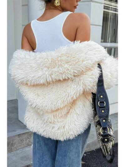 Solid Long Sleeves Elegant Faux Fur Jacket Solid Long Sleeves Elegant Faux Fur Jacket