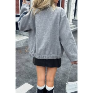Solid Pockets Brushed Bomber Jacket Solid Pockets Brushed Bomber Jacket