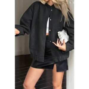Solid Pockets Brushed Bomber Jacket Solid Pockets Brushed Bomber Jacket