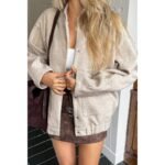 Solid Pockets Brushed Bomber Jacket - Image 8