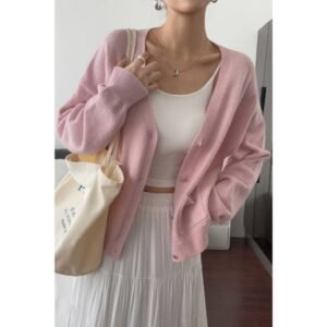 Solid Knit Button Down Pocket Loose Sweater Solid Knit Button Down Pocket Loose Sweater