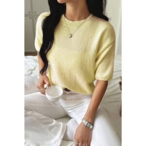 Round Neck Knit Drop Shoulder Loose Sweater Round Neck Knit Drop Shoulder Loose Sweater