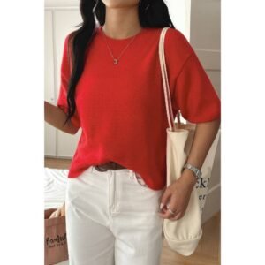 Round Neck Knit Drop Shoulder Loose Sweater Round Neck Knit Drop Shoulder Loose Sweater