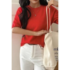 Round Neck Knit Drop Shoulder Loose Sweater Round Neck Knit Drop Shoulder Loose Sweater
