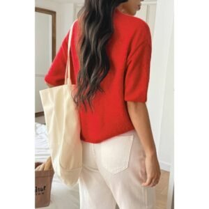 Round Neck Knit Drop Shoulder Loose Sweater Round Neck Knit Drop Shoulder Loose Sweater