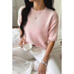 Round Neck Knit Drop Shoulder Loose Sweater - Image 10
