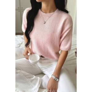 Round Neck Knit Drop Shoulder Loose Sweater Round Neck Knit Drop Shoulder Loose Sweater