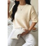 Round Neck Knit Drop Shoulder Loose Sweater - Image 12
