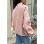 Zip Up V Neck Lapel Collar Loose Sweatshirt - Image 4