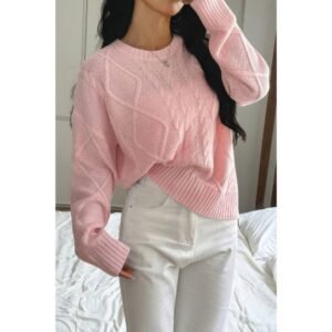 Solid Knit Crewneck Long Sleeve Loose Sweater Solid Knit Crewneck Long Sleeve Loose Sweater