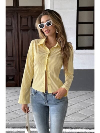 Women’s Slim Fit Striped Button-Down Shirt Women’s Slim Fit Striped Button-Down Shirt