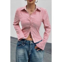 Women’s Slim Fit Striped Button-Down Shirt