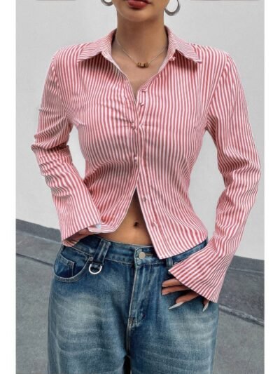 Women’s Slim Fit Striped Button-Down Shirt