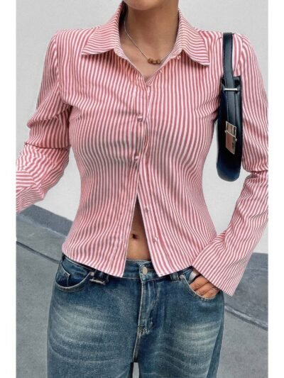 Women’s Slim Fit Striped Button-Down Shirt Women’s Slim Fit Striped Button-Down Shirt