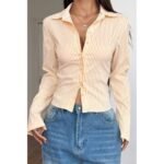 Women’s Slim Fit Striped Button-Down Shirt - Image 6