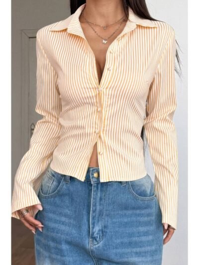 Women’s Slim Fit Striped Button-Down Shirt Women’s Slim Fit Striped Button-Down Shirt